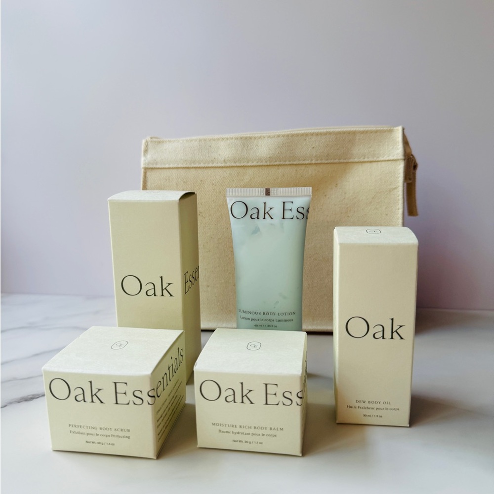 BNIB Oak Essentials | Jenni Kayne Travel Body Care Set with Linen Pouch